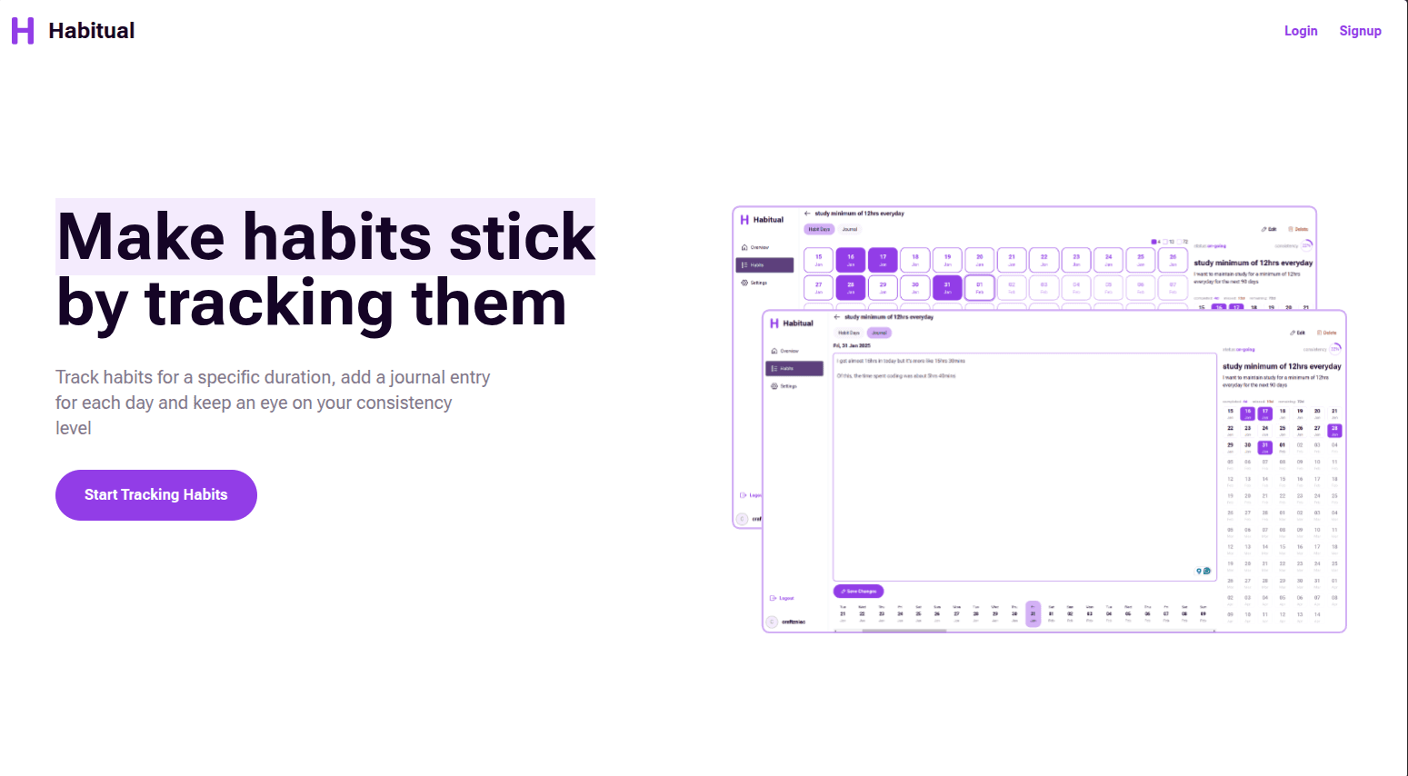 habitual landing page